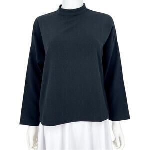 Madewell Women's Black Mockneck Bell Sleeve Cropped Shirt Blouse  Size‎ Small